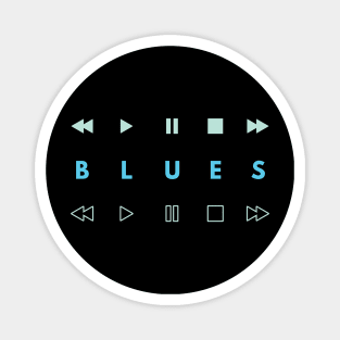 Blues Style Music Player Buttons Light Blue Magnet